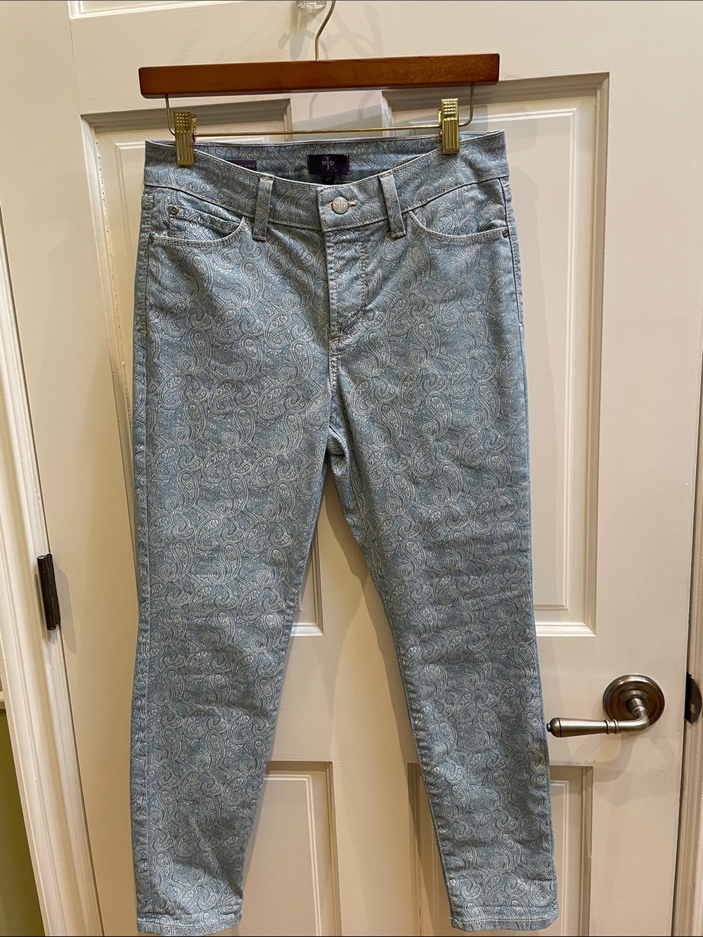 NYDJ Paisley Print Rachel Roll Cuff Jeans Size 4P
